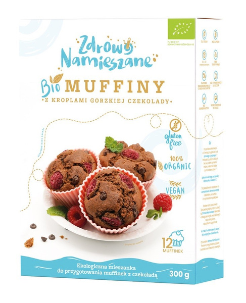 Mieszanka na muffiny z kroplami gorzkiej czekolady bezglutenowa 300 g - Zdrowo Namieszane (EKO)
