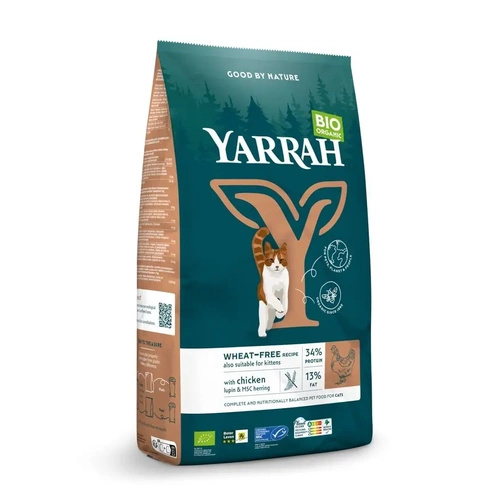 Karma dla kota i kociąt z kurczakiem i groszkiem 800 g - Yarrah (EKO)