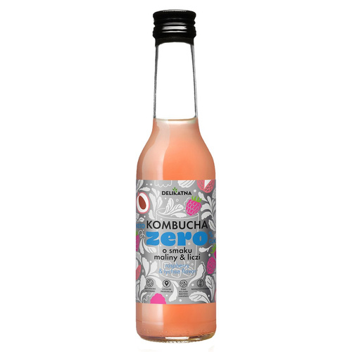 Kombucha malina i liczi zero % cukru 270 ml - Delikatna
