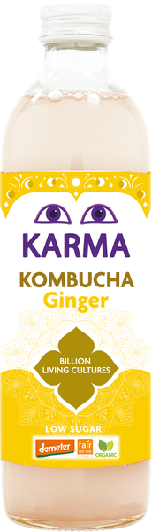 Kombucha z imbirem (niska zawartość cukrów) fair for life demeter 500 ml - Karma Kombucha (BIO)