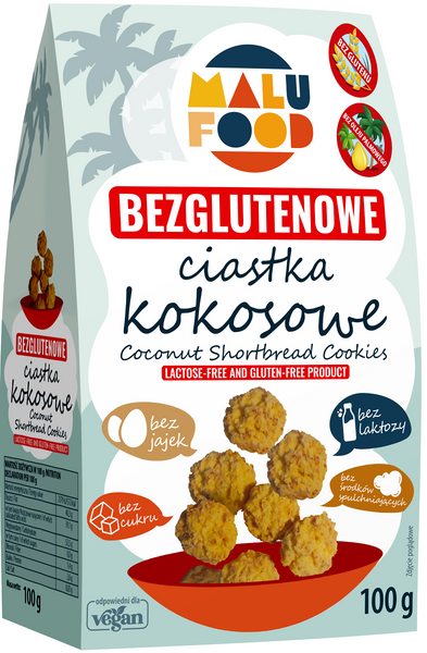 Ciastka kokosowe bez cukru bezglutenowe 100 g - Malu Food