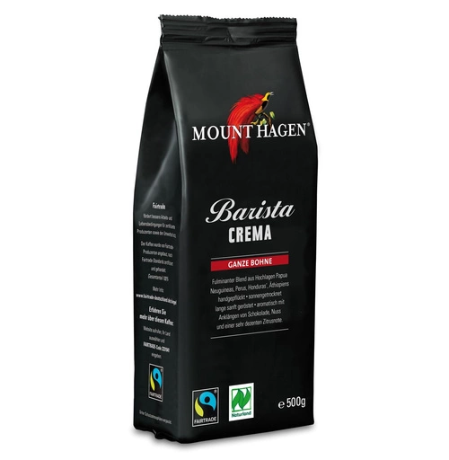 Kawa Ziarnista Arabica 100 % Barista Crema Fair Trade Bio 500 G  -  MOUNT HAGEN