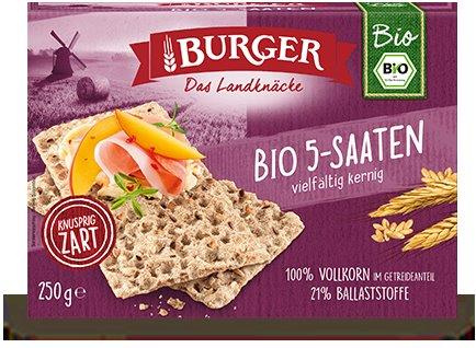 PIECZYWO CHRUPKIE RAZOWE 5 ZIAREN BIO 250 g - BURGER