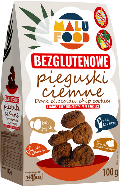 Ciastka pieguski ciemne bez cukru bezglutenowe 100 g - Malu Food