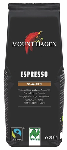 Kawa Mielona Arabica 100 % Espresso Fair Trade Bio 250 G  -  MOUNT HAGEN