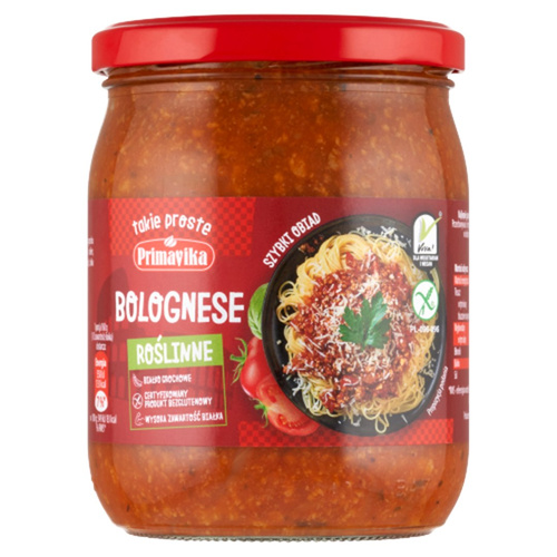 Sos wegański bolognese bezglutenowy 470 g - Primavika