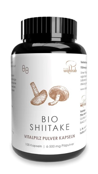 Grzyby shiitake 100 kapsułek 500 mg - Pilze Wohlrab (BIO)