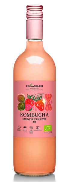 Kombucha soczysta truskawka 750 ml - Delikatna (BIO)