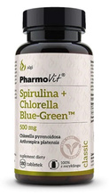 Spirulina i chlorella blue-green (500 mg) bezglutenowa 180 szt. - Pharmovit
