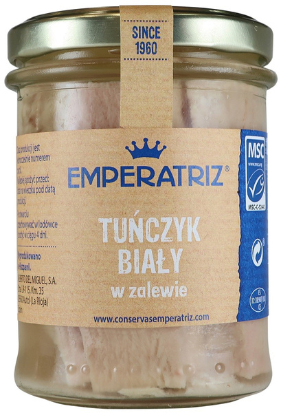 Tuńczyk biały filety MSC w sosie własnym 200 g (140 g) - Emperatriz