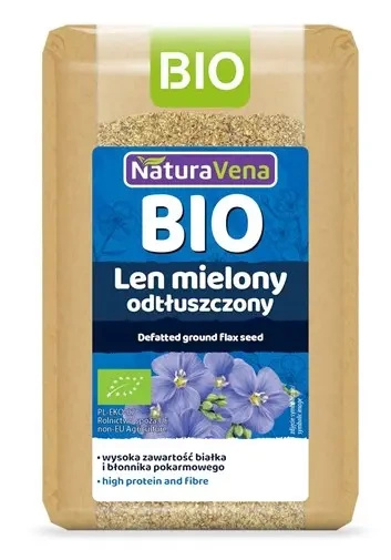 Len brązowy mielony siemię lniane odtłuszczony 200 g - Naturavena (EKO)