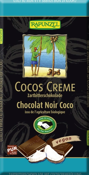 Czekolada Gorzka Z Nadzieniem Kokosowym Fair Trade Bio 100 G  -  RAPUNZEL