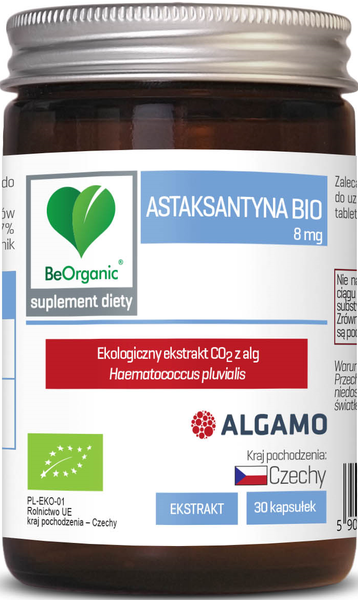 Astaksantyna ekstrakt 30 szt. 8 mg - Be Organic (EKO)