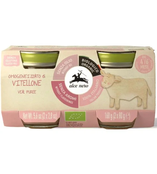 Mięso cielęcina bezglutenowe od 4 msc. 2 szt. 160 g - Alce Nero (EKO)