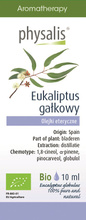 OLEJEK ETERYCZNY EUKALIPTUS GAŁKOWY (EUCALYPTUS GLOBULUS) BIO 10 ml - PHYSALIS