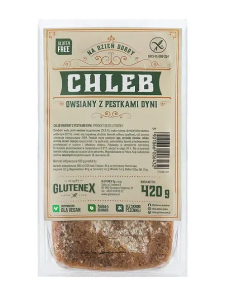 Chleb owsiany z pestkami dyni bezglutenowy 420 g - Glutenex