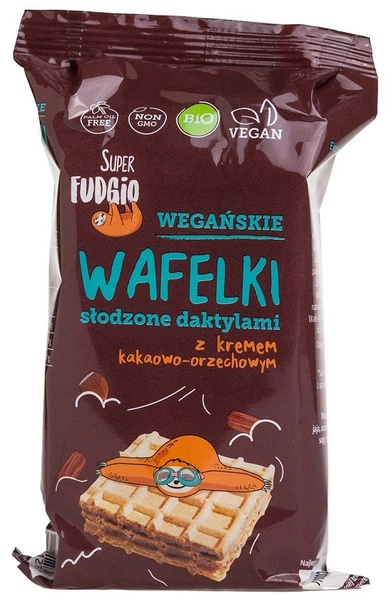 Wafelki Z Kremem Kakaowo   Orzechowym Słodzone Daktylami Bio (4 X 30 G) 120 G  -  ME GUSTO (SUPER FUDGIO)