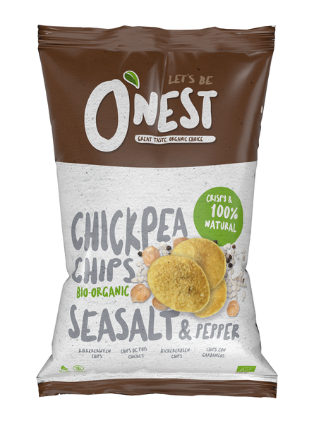 Chipsy z ciecierzycy z solą morską i pieprzem czarnym bezglutenowe 40 g - O'Nest (EKO)