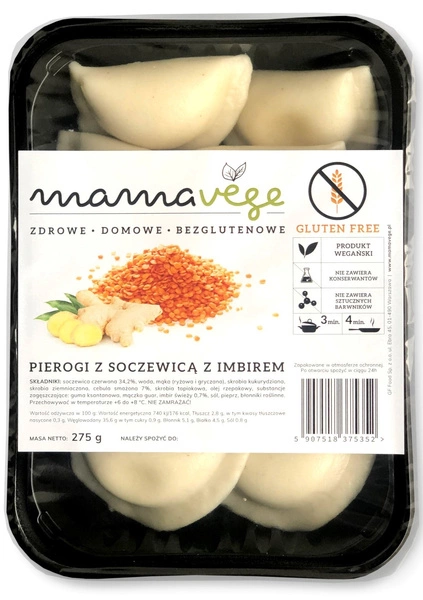 Pierogi Z Soczewicą I Imbirem Bezglutenowe 275 G  -  MAMA VEGE