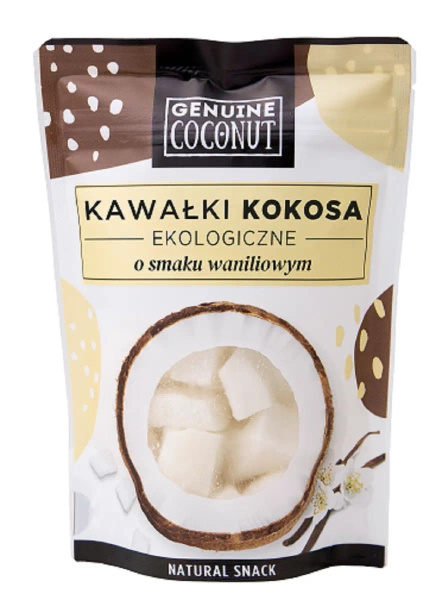 Kawałki kokosa świeże waniliowe bezglutenowe 100 g - Genuine Coconut (EKO)