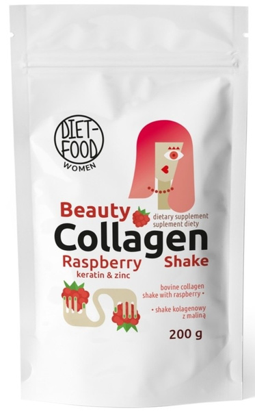 Shake kolagenowy z keratyną cynkiem i maliną 200 g - Diet-Food
