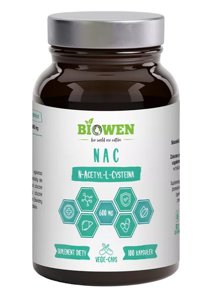 Nac (n-acetylo-l-cysteina) bezglutenowa 100 kapsułek 600 mg - Hempking