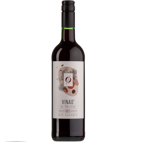 Wino bezalkoholowe le merlot czerwone słodkie 735 ml - vina0 (EKO)