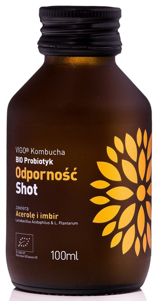 SHOT KOMBUCHA ODPORNOŚĆ BEZ DODATKU CUKRÓW BEZGLUTENOWY BIO 100 ml - VIGO