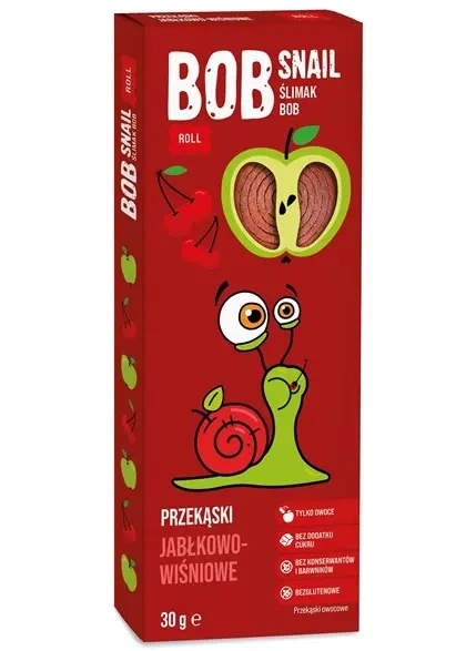 Przekąska bob snail roll jabłko wiśnia bez dodatku cukru bezglutenowa 30 g - Bob Snail