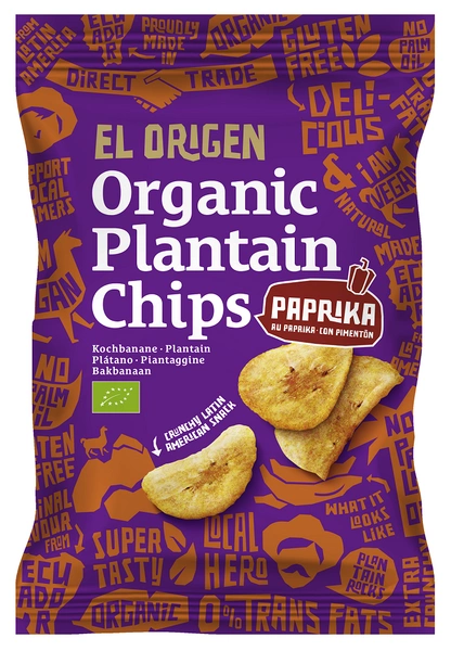 Chipsy Z Plantana Paprykowe Bezglutenowe Bio 80 G  -  EL ORIGEN
