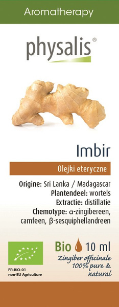 Olejek eteryczny imbir 10 ml - Physalis (BIO)