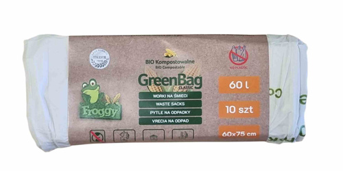Worki Na Odpady Bio I Zmieszane (Kompostowalne I Biodegradowalne) 60 L 10 Szt  -  FROGGY (GREENBAG)