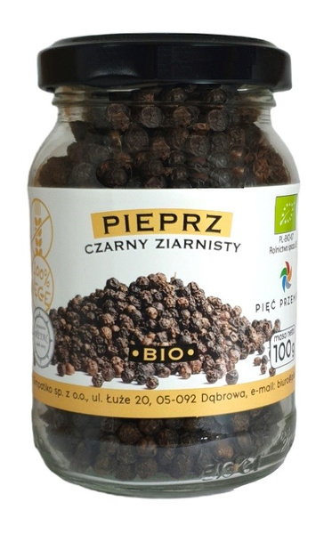 Pieprz czarny ziarnisty bezglutenowy 100 g - Pięć Przemian (BIO)