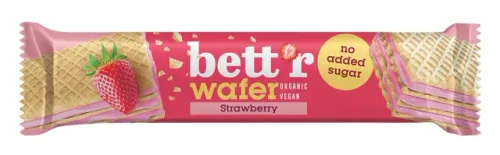 Wafelek z kremem orzechowo truskawkowym bez dodatku cukru 30 g - Bett'r (EKO)