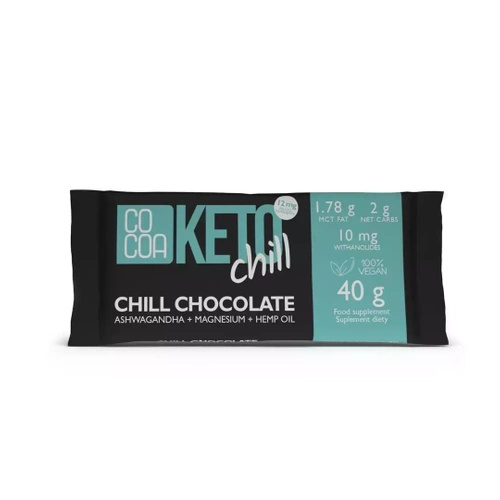 Czekolada chill z magnezem, ashwagandhą i olejem konopnym keto 40 g - Cocoa