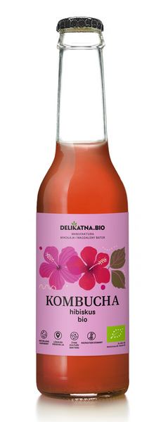 Kombucha z hibiskusem 270 ml - Delikatna (BIO)