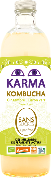 Kombucha z imbirem i limonką (bez cukru) fair for life demeter 750 ml - Karma Kombucha (BIO)