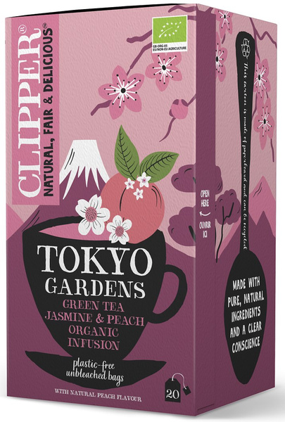 Herbata zielona jaśminowa brzoskwiniowa tokyo gardens 20 szt. 40 g - clipper (EKO)