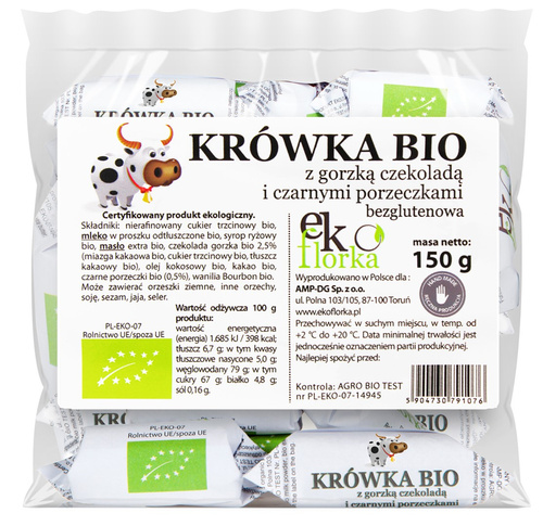 Krówki z gorzką czekoladą i czarnymi porzeczkami bezglutenowe 150 g - Ekoflorka (BIO)