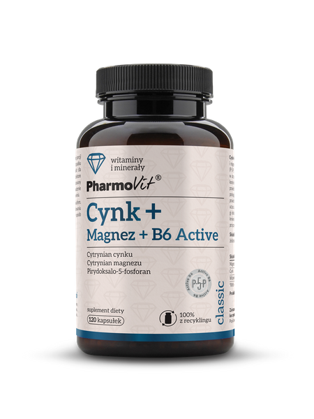 Cynk i magnez i witamina B6 active bezglutenowy 120 szt. - Pharmovit