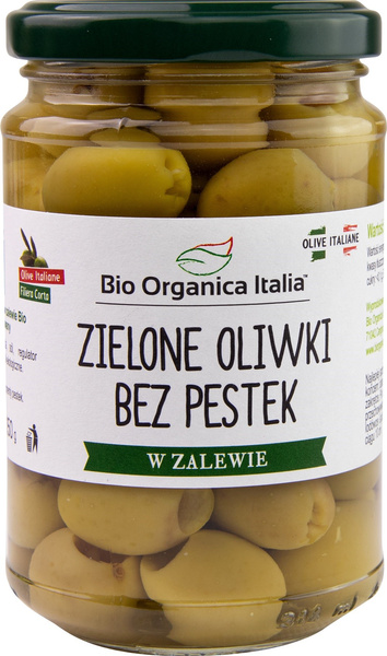 Oliwki zielone bez pestek w zalewie 280 g (160 g) - Bio Organica Italia (EKO)