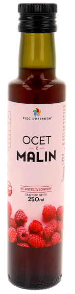 Ocet malinowy bezglutenowy 250 ml - Pięć Przemian