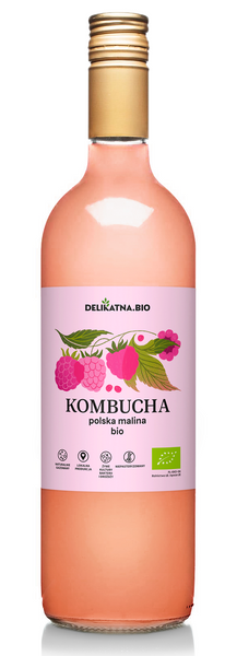 Kombucha malinowa 750 ml - Delikatna (EKO)
