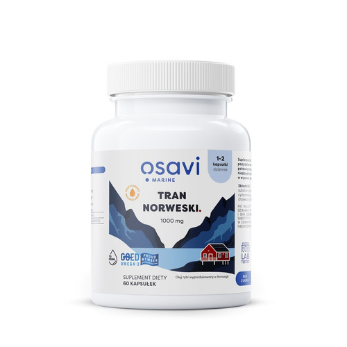 Tran norweski cytrynowy omega-3 bezglutenowy 220 mg 60 szt. - Osavi