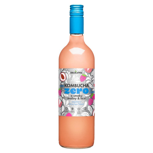 Kombucha malina i liczi zero % cukru 750 ml - Delikatna