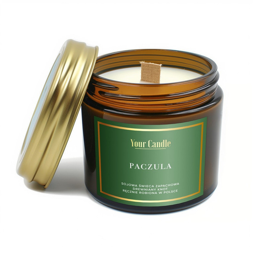Świeca sojowa z drewnianym knotem paczula 120 ml - Your Candle