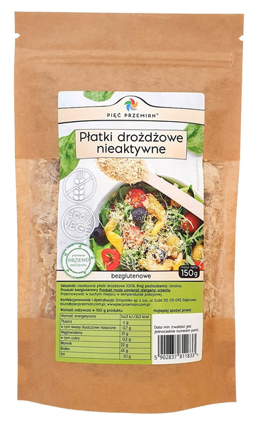 Płatki Drożdżowe Nieaktywne Bezglutenowe 150g - Pięć Przemian