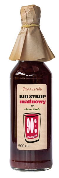 Syrop Malinowy (90 % Owoców) Bio 500 Ml  -  PROSTO ZE WSI