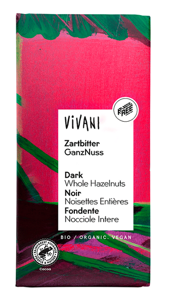 Czekolada gorzka z całymi orzechami laskowymi 100 g - Vivani (EKO)