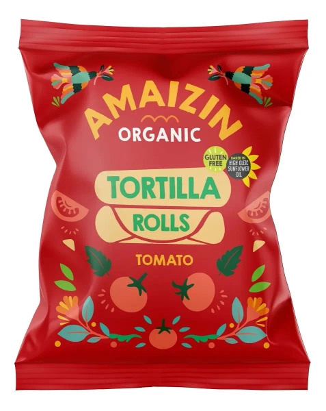 Chipsy tortilla kukurydziane pomidorowe bezglutenowe 100 g - Amaizin (EKO)